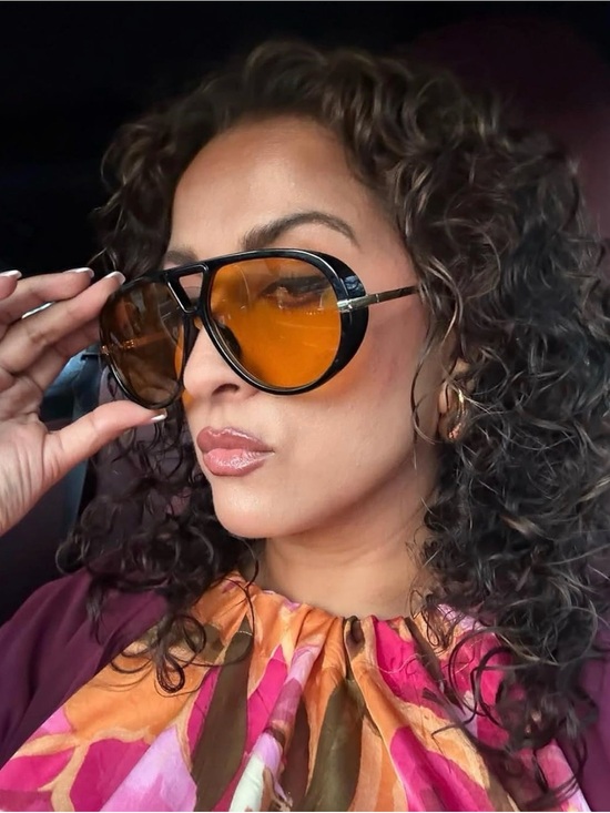 Hautesales Accessories - Women’s Black Frame Sunglasses with Amber Lenses